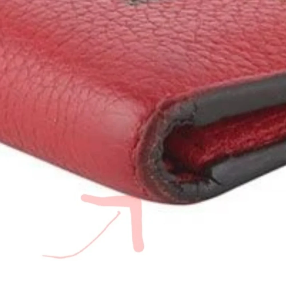Gucci Red and Green Leather Card Holder Bifold Wallet